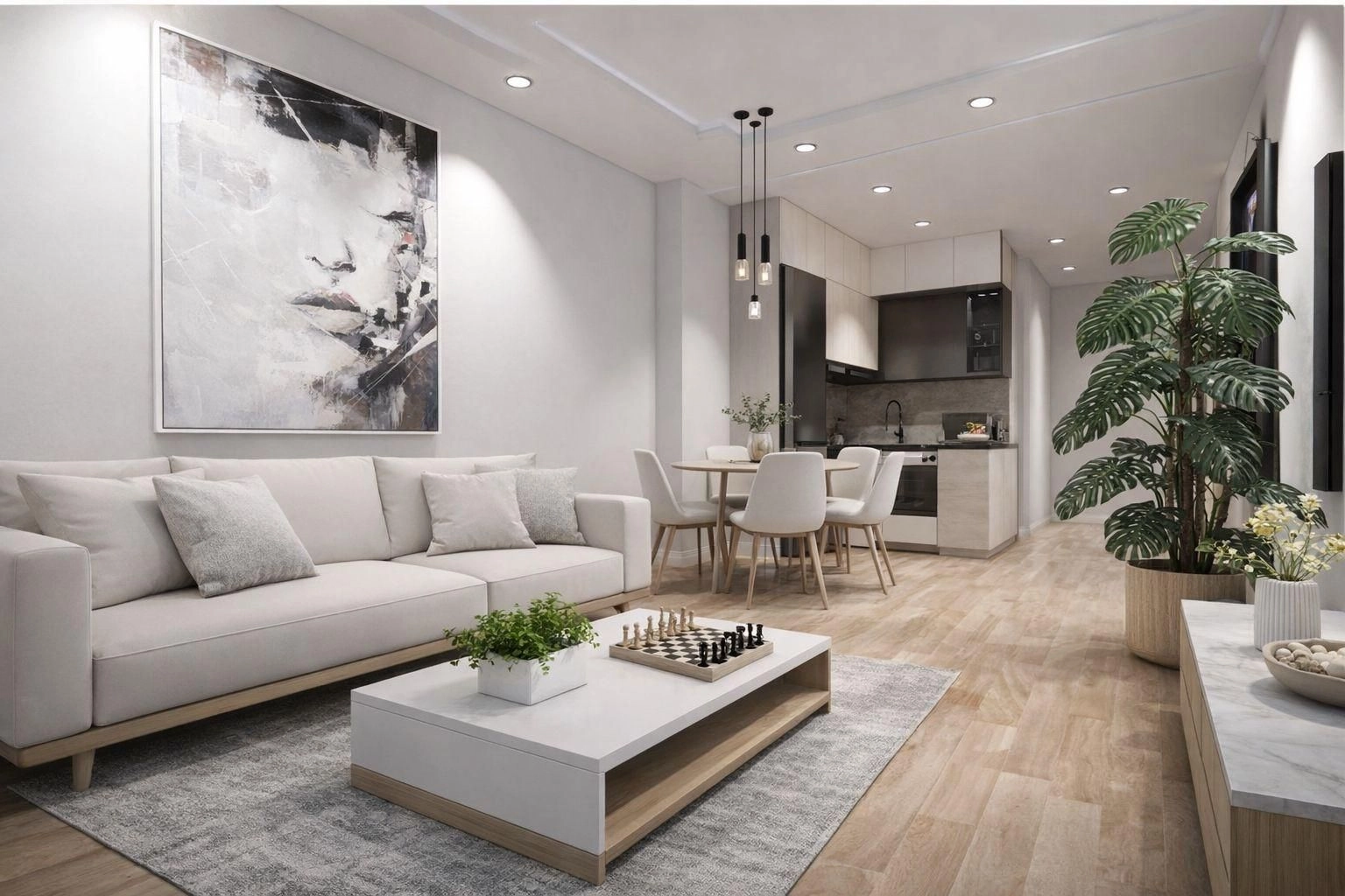 La zona de salón comedor de planta abierta es perfecta para la vida diaria.